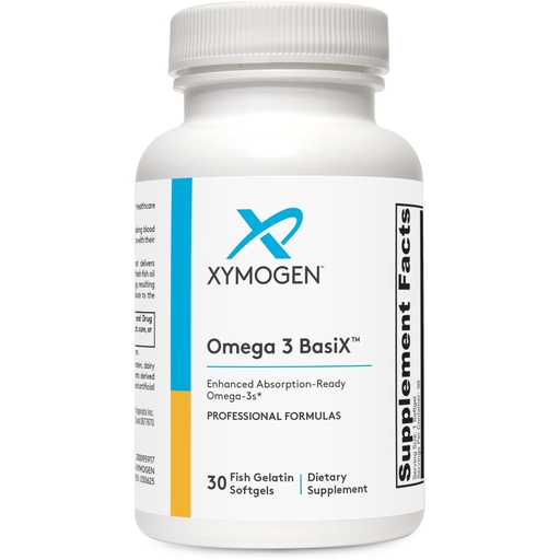 [BRSRGYYYCAIWKYDH] XYMOGEN Omega 3 Basix - Essential Omega-3 Support for Brain & Heart Health - EPA & DHA Monoglyceride Fish Oil - High Absorption - 30 Softgels