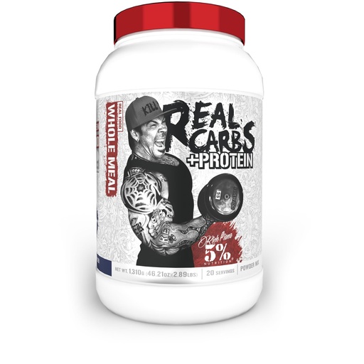 [BRSW2CADOR4GKCDF] 5% Nutrition Rich Piana Real Carbs + Protein | Clean Mass Gainer Protein Powder | Real Food Carbohydrate Fuel for Pre Workout/Post-Workout Recovery Meal | 2.89 lb, 20 Srvgs (Blueberry Cobbler)