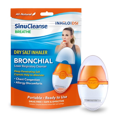 [BRSROZQ6OAFGOGTL] SinuCleanse Inhalo Bronchial Dry Salt Inhaler, 100% All-Natural Salt Crystals Help You Breathe Easier, 1 Portable Respiratory Inhaler