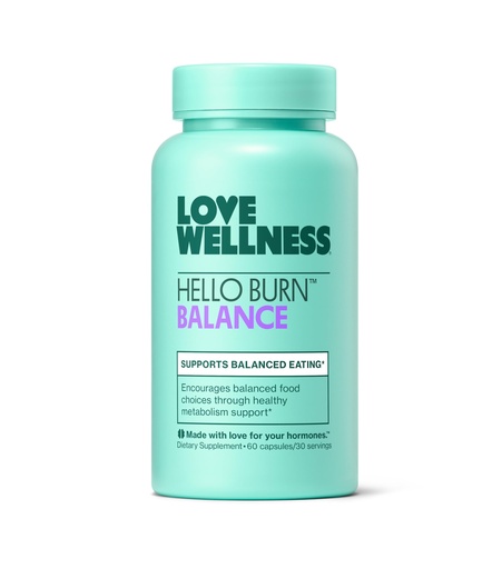 [BRSREYIQCUBQYYL2] Love Wellness Hello Burn Balance | Metabolism Booster for Women | Supports Energy, Cravings Control & Thyroid Support with Selenium & Green Tea | Non-GMO, Gluten-Free & Vegan | 60 CT