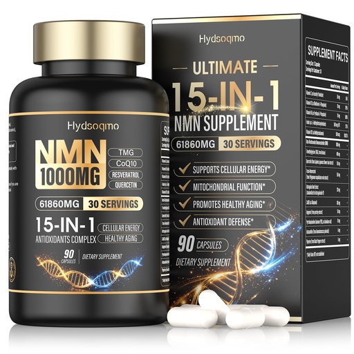 [BRSRGCT4PJ7AMA3O] NMN Supplement 1000mg Per Serving with Resveratrol, TMG, Ubiquinol CoQ10, PQQ & Quercetin – NAD Resveratrol Supplement for Cellular Energy & Healthy Aging Support – NMN NAD+ Supplement, 90 Capsules