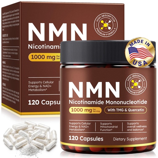 [BRSRYYAEBMCWOCIV] FANSHI NMN Supplement, High Purity NAD+ Precursor Complex – 120 Veggie Capsules with TMG, Resveratrol & Quercetin | Supports Anti-Aging Wellness, Cellular Energy & Metabolism | 60-Day Supply