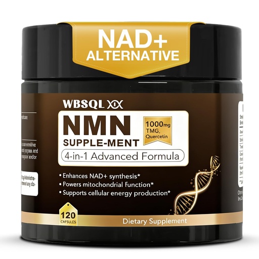 [BRSRYYAQBYJQIYI6] NMN Supplements 1000mg Pure Organic – NMNH, NAD+ Alternative & NAD Supplement with Quercetin, Resveratrol 1000mg Organic, TMG & Quercetin for Cellular Support, 110 Capsules
