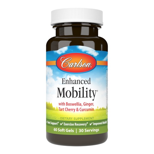 [BRSWG2YBAQIWCDY6] Carlson - Enhanced Mobility, Botanical Joint Support, Boswellia, Tart Cherry, Curcumin, Ginger, 60 Softgels