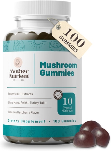 [BRSW2ZA5BYCQMHLB] Mushroom Supplement Gummies- Pure Extract Multi Mushrooms Supplement- Chaga, Reishi, Cordyceps & Lion's Mane - 50 Day Supply Chewable Gummies (100 pcs)