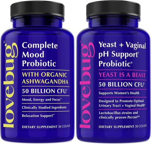 [BRSRAGQKBB6RU2AZ] Lovebug Yeast Support and Mood Support Probiotics Bundle