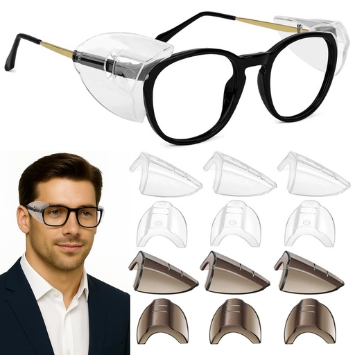 [BRSREYLYA4BQOCLP] 6 Pairs Safety Glasses Side Shields,TPU Side Shields for Prescription Glasses, Small to Large Frames