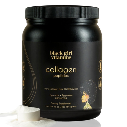 [BRSROBD4DEGROYDV] Black Girl Vitamins | Collagen Peptides Powder - Collagen for Skin, Hair & Nails - Unflavored Hydrolyzed Collagen Powder, Dairy-Free, Gluten-Free Collagen for Women and Men - 16oz