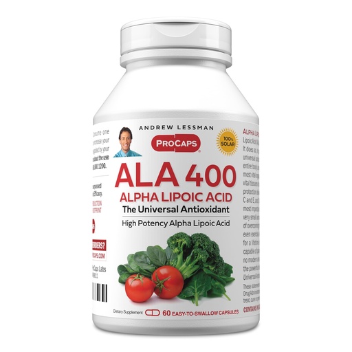 [BRSWECQ5AUIBEFIY] ANDREW LESSMAN Alpha Lipoic Acid ALA 400mg - 60 Capsules - The Universal Anti-Oxidant, Ultra-High Potency, No Additives