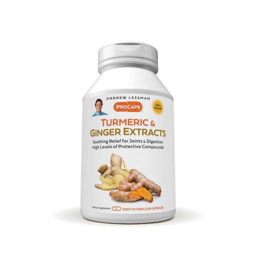 [BRSWEC3YCMIBYFDZ] ANDREW LESSMAN Turmeric and Ginger Extracts 240 Capsules - Naturally Soothe The Joints and Digestive Systems. Two Pure Extracts. Protective, Anti-Aging, Anti-oxidant Properties. No Additives