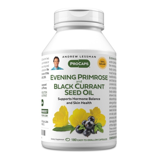 [BRSWI2QGBZ5QEELK] ANDREW LESSMAN Evening Primrose and Black Currant Seed Oil 180 Softgels - Soothes Physical Discomfort and Mood Swings Due to Menstrual Cycle, with Gamma-Linolenic, Omega-6 Fatty Acids, No Additives