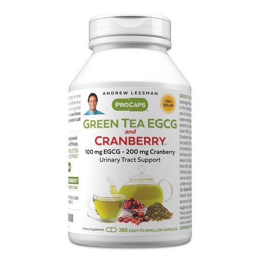 [BRSWGBAKAF5QEGQY] ANDREW LESSMAN Green Tea EGCG & Cranberry 360 Capsules - Standardized for Catechins and Polyphenols. Helps Protect Tissues, Organs and Systems Throughout the Body. Powerful Anti-oxidant Support