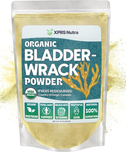 [BRSW2CQ7BYNW2FDB] XPRS Nutra Organic Bladderwrack Powder (Fucus Vesiculosus) - Premium Bladderwrack Organic Powder for Glowing Skin - Vegan Friendly Bladderwrack Herb Iodine Supplement (16 Ounce)