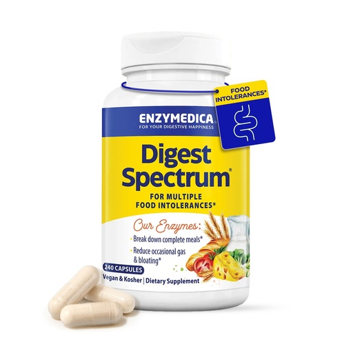 [BRSWGHYYOUMWMGTZ] Enzymedica Digest Spectrum - Digestive Enzyme Supplement for Women & Men, Enzymes for Digestion, Gut Health, & Multiple Food Intolerances, Targets Gluten & Lactose, Helps Gas & Bloating - 240 Caps