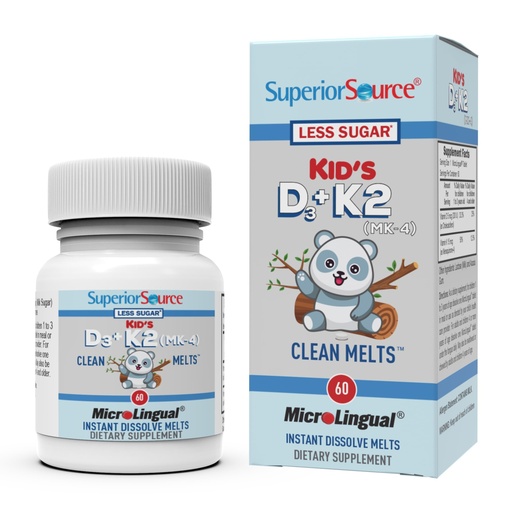 [BRSROZICOQHQAA37] Superior Source Kid's D3 & K2 (MK-4) - Children's Multivitamin - Supports Immune System & Bone Health - Non-GMO, Preservative-Free & Dye-Free - 60 MicroLingual Instant-Dissolve Tablets