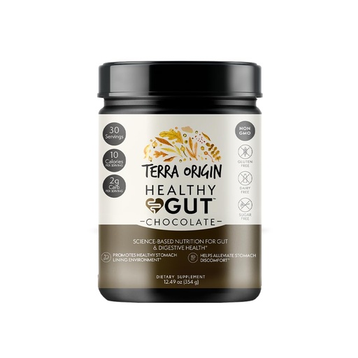 [BRSRMAQ5BYMRUC35] TERRA ORIGIN Healthy Gut Chocolate | 30-Servings with L-Glutamine, Zinc, Glucosamine, Slippery Elm Bark, Marshmallow Root and More!