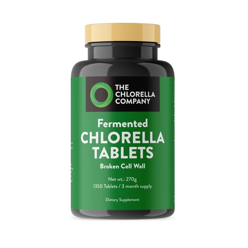 [BRSRMCYLOIHGEHTB] Fermented Chlorella Tablets, 1350 Tablets (3 Month Supply) Broken Cell Wall for Nutrient Absorption, Vegan Superfood for Detox & Wellness, Algae Supplement, Non-GMO (3 Month)