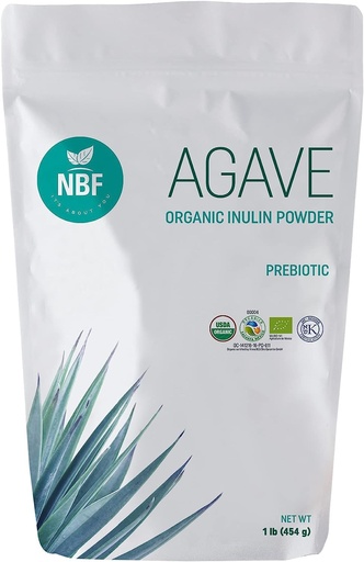 [BRSWGFA7B4CBY236] NBF NATURA BIO FOODS - Organic Agave Inulin Powder | Prebiotic Fiber Supplement | Gut Support | No Flavor or Aftertaste | Vegan & Keto Friendly | 16 Oz, 1 Pound (Pack of 1)