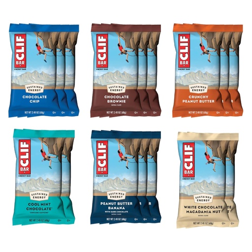 [BRSRAHA5DJ6GCETA] CLIF BAR - Energy Protein Bars - Variety Pack - 6 Flavors - Made with Organic Oats - Energy Bars - Non-GMO - (16 Pack)