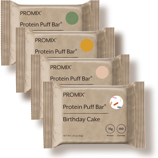 [BRSRAGI7A4IWGHQZ] ProMix Nutrition Protein Puff Bars - Variety Pack - Birthday Cake, Snickerdoodle, Banana Bread, Mint Chocolate - Marshmallow Crispy Treat - High Protein & Low Calorie - 12 Bars
