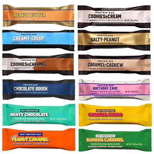 [BRSRGZL3PIHWK3D3] BarebeIIs Protein Bar Variety Pack Sampler, Protein Snacks with 20g of High Protein (12 Pack)