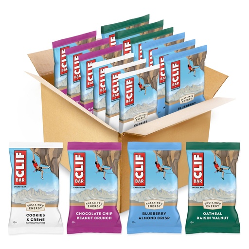 [BRSRABIBCJ5BE2QU] CLIF BAR - Energy Protein Bars - Variety Pack - 4 Flavors - Made with Organic Oats - Energy Bars - Non-GMO - (12 Pack)