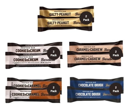 [BRSREFI3DJ7A43DJ] Barebels Protein Bars Variety Pack - Protein Snacks with 20g of High Protein - Protein Bar with 1g of Total Sugars - 5 Flavors, 10 Count
