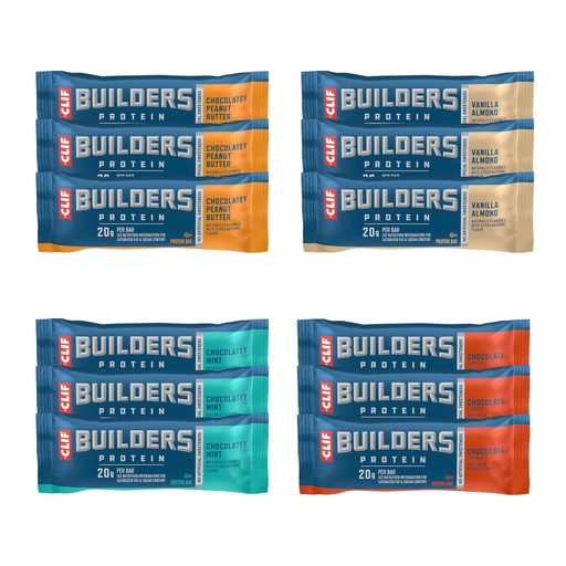 [BRSRAHA5DECGGDI4] CLIF BUILDERS Protein Bars - 4-Flavor Variety Pack - 20g Plant Based Protein - Gluten Free - Non-GMO - Low Glycemic - No Artificial Sweeteners - 2.4 oz. (12 Count)
