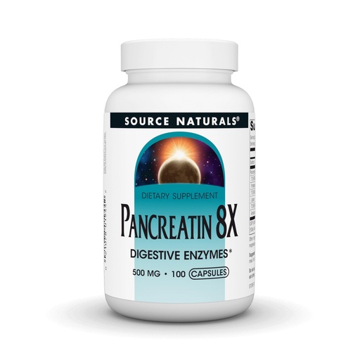 [BRSWIYQOA4PAYGA3] Source Naturals Pancreatin 8X, 500 mg Digestive Enzymes - 100 Capsules