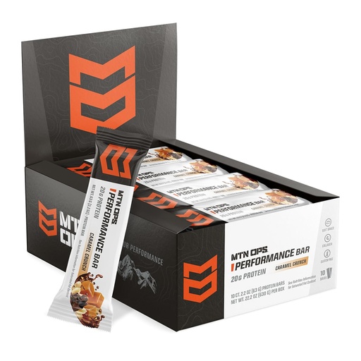 [BRSREZY3CUFWCFDZ] MTN OPS Protein Bars – High Protein Bar with 20g Whey Isolate & Collagen, Low Sugar, Gluten-Free Protein Snack, Caramel Crunch, 10 Bars