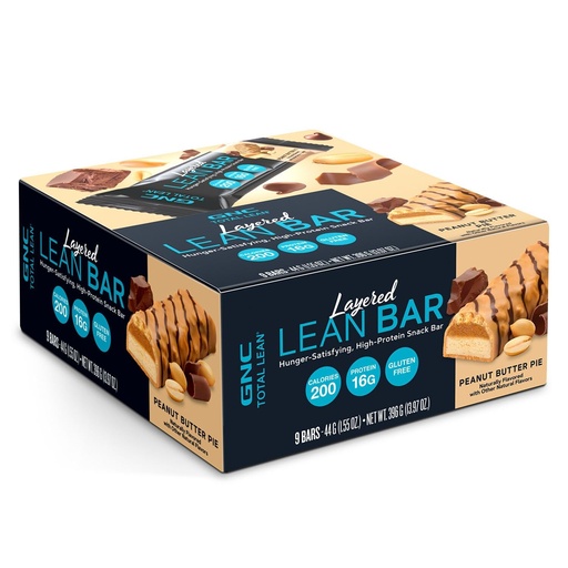 [BRSRMAI5BEHB4DQ7] GNC Total Lean Layered Lean Bar| Hunger Satisfying - High Protein Snack Bar | Peanut Butter Pie - 9 Bars
