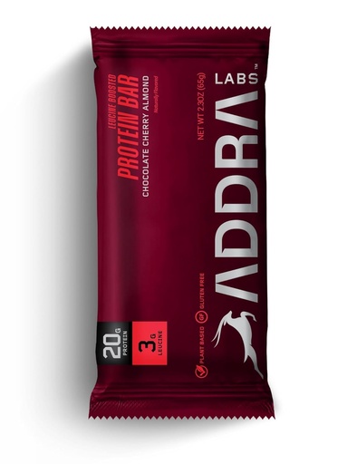 [BRSREBD6PN7Q4FY2] ADDRA Endurance Protein Bar – 20g Plant Protein + 3g Leucine | Vegan, Low Sugar, Gluten-Free, BCAA Recovery Nutrition Snack for Runners, Cyclists & Triathletes | 9 High-Protein Bars – Chocolate Cherry Almond