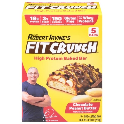 [BRSRMBIHOENR6HL4] Chef Robert Irvine's, Baked Bar High Protein Chocolate Peanut Butter, 5 Count