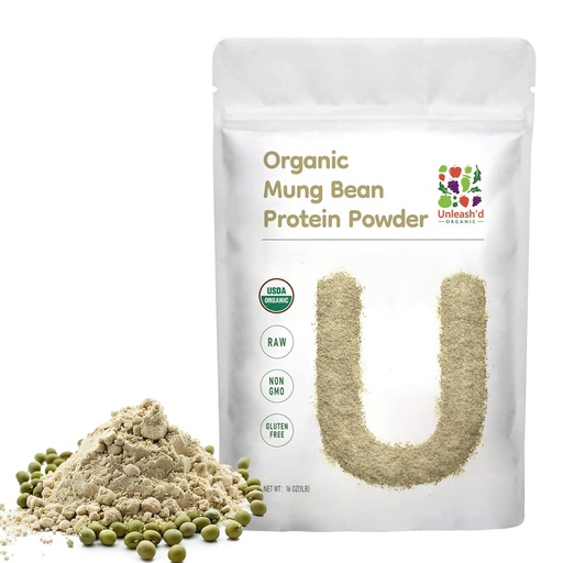 [BRSREAIKDMMA2CTJ] UNLEASH'D ORGANIC Organic Mung Bean Protein Powder 16 oz – 100% Pure Plant-Based Protein, Rich in Vitamins, Minerals & Fiber