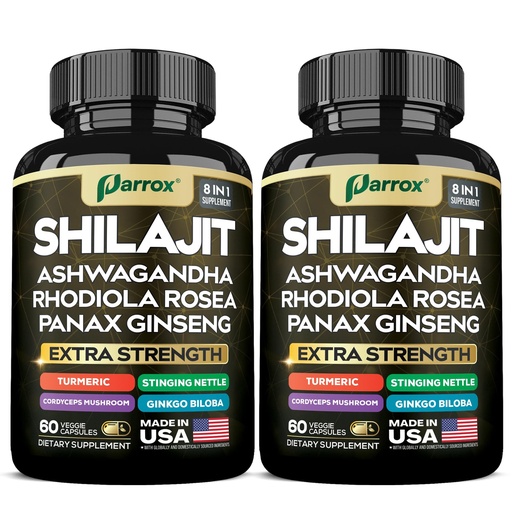 [BRSRE2YTOIFGMF35] Shilajit Supplement, Panax Ginseng, Ashwagandha, Rhodiola Rosea, Cordyceps Mushroom, Stinging Nettle, Turmeric, Gingko Biloba – Pure Shilajit All In One Supplements for Men and Women (120 Caps)