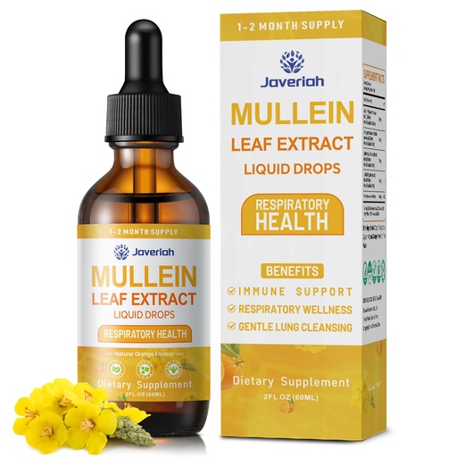 [BRSRAAIBDIMGY3TJ] Mullein Drops Liquid Supplement with Cordyceps, Marshmallow Root & Licorice Root Extract, Mullein Leaf Herbal Drops for Daily Respiratory Wellness 4 Fl Oz 2 Pack