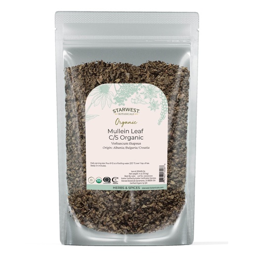 [BRSWIZQNBYHRU2DO] Starwest Botanicals Organic Mullein Leaf Cut & Sifted, 4 Ounces