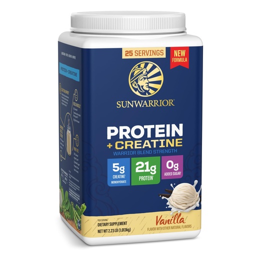 [BRSREZAHDIGQ4HLV] SUNWARRIOR Organic Vanilla Warrior Strength Protein Creatine, 35.6 OZ