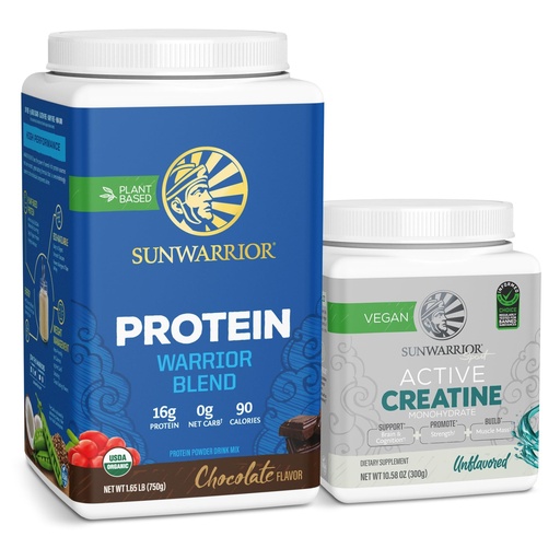 [BRSRAYA3C4IWKCDP] Sunwarrior Vegan Protein Powder | Choclate Flavored 20 Servings & Creatine Monohydrate Powder 60 | Servings