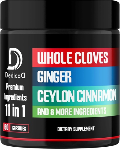 [BRSRAAQ2OIBQYDQV] 11in1 Cloves Supplement with Ginger, Ceylon Cinnamon and 8 Other More - Digestive, Immune System, Mood Support - 60 Capsules - 30 Days Supply