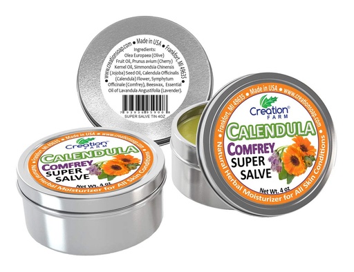 [BRSWKH34BAGAKHI7] Creation Farm Calendula-Comfrey Super Salve 3 Pack of 4 oz Tins Balsamo pomade herba Caléndula Consuelda crema