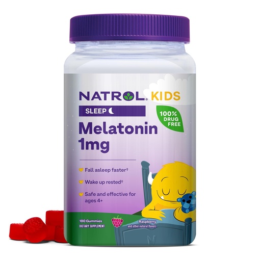 [BRSROYLRAACAM3LV] Natrol Kids Melatonin 1 mg, Dietary Supplement for Restful Sleep, Melatonin Gummies for Kids, 140 Raspberry-Flavored Gummies, Up to a 140 Day Supply
