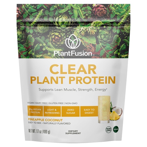 [BRSRGHTQPJYWOFLO] PlantFusion Clear Protein Powder with Pea Protein Peptides - 20g Fast-Absorbing in Water, 90 Calories, Zero Sugar, Premium Alternative to Clear Whey - Pineapple Coconut - 16 oz