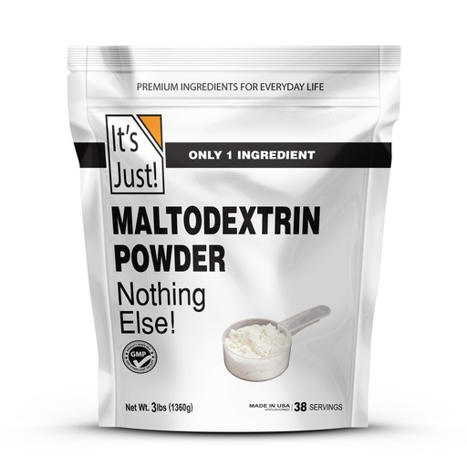 [BRSRMBD4BAAQOAI6] It's Just! - Mass Gainer Powder, 100% Maltodextrin (Complex Carbohydrates), Sustained Energy, Rapid Absorption, Non-GMO, Easily Add to Any Protein Shake, 3lbs / 38 Servings