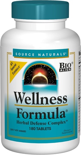 [BRSWIYQMBQNQGFI7] Source Naturals Wellness Formula Bio-Aligned, Echinacea Free Vitamins & Herbal Defense - Immune System Support Supplement & Immunity Booster - 180 Count