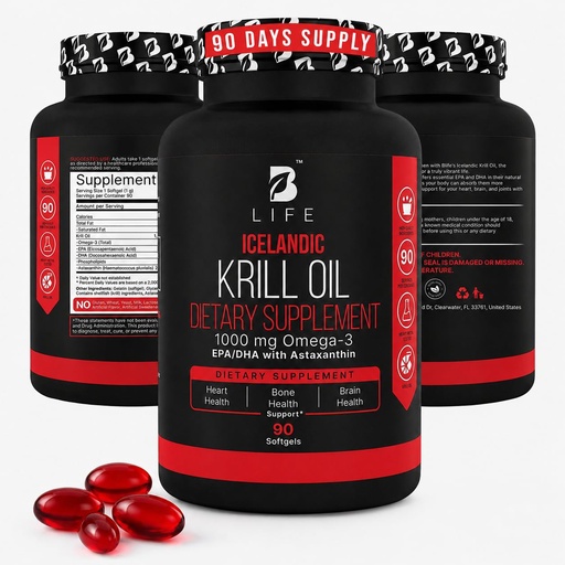 [BRSREAIOORYRY2TZ] Antarctic Krill Oil Omega-3 – High-Absorption Phospholipid Omega 3 with EPA, DHA & Astaxanthin – Burp-Less, No Fishy Aftertaste – 90 Softgels, 90 Servings – Premium Krill Oil Supplement