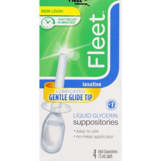 [BRSWKGYIBJ5AK3Q7] Fleet Liquid Glycerin Suppositories for Adult Constipation, 7.5 mL, 4 Bottles (4 Pack)