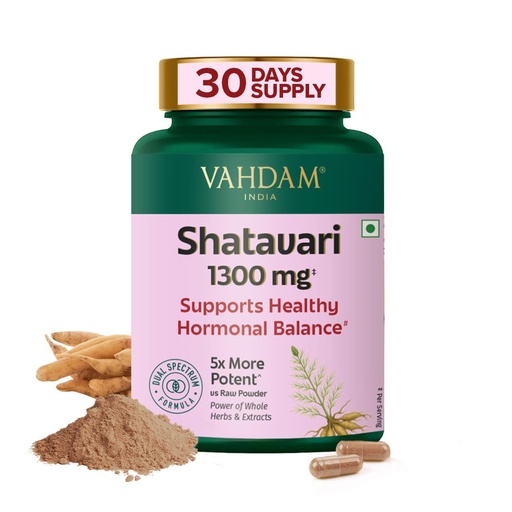 [BRSREHQYBMGWY33K] VAHDAM Shatavari Capsules | Menopause, Lactation, Postnatal Recovery & Hormonal Balance | 5X More Potent than Regular Powder | Dual Spectrum Formula | Vegan, Gluten-Free | 60 Veg Capsules