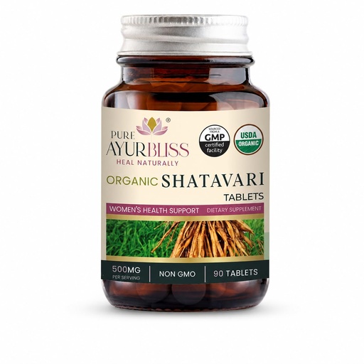 [BRSRGZT5DEFGMHI4] 100% Organic Shatavari Tablet, for Women’s Wellness, Hormonal Balance, Menstrual Comfort, Reproductive Health and Fertility, Shatavari Root Tablets - 90 Count