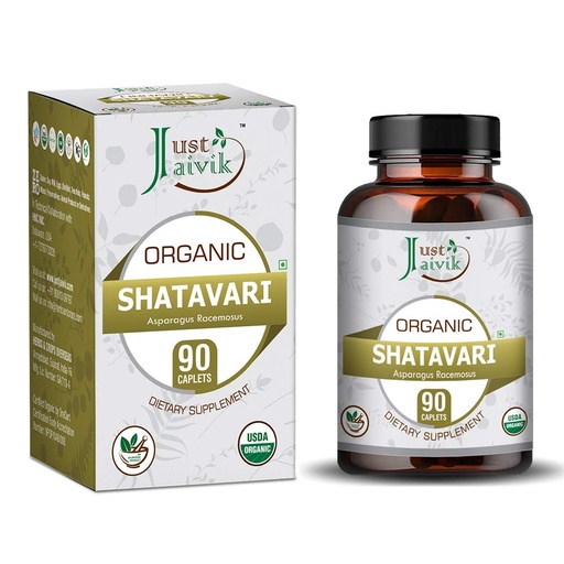 [BRSWGAY6OJ6GE3Y7] Just Jaivik Organic Shatavari Tablets - A Dietary Supplements - 750 mg (Pack 90 Organic Tablets) | Rejuvenation for Vata and Pitta | Women's Health Supplement